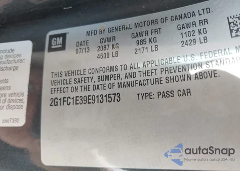 2014 Chevrolet Camaro 2Lt из США, поврежденный, VIN 2G1FC1E39E9131573